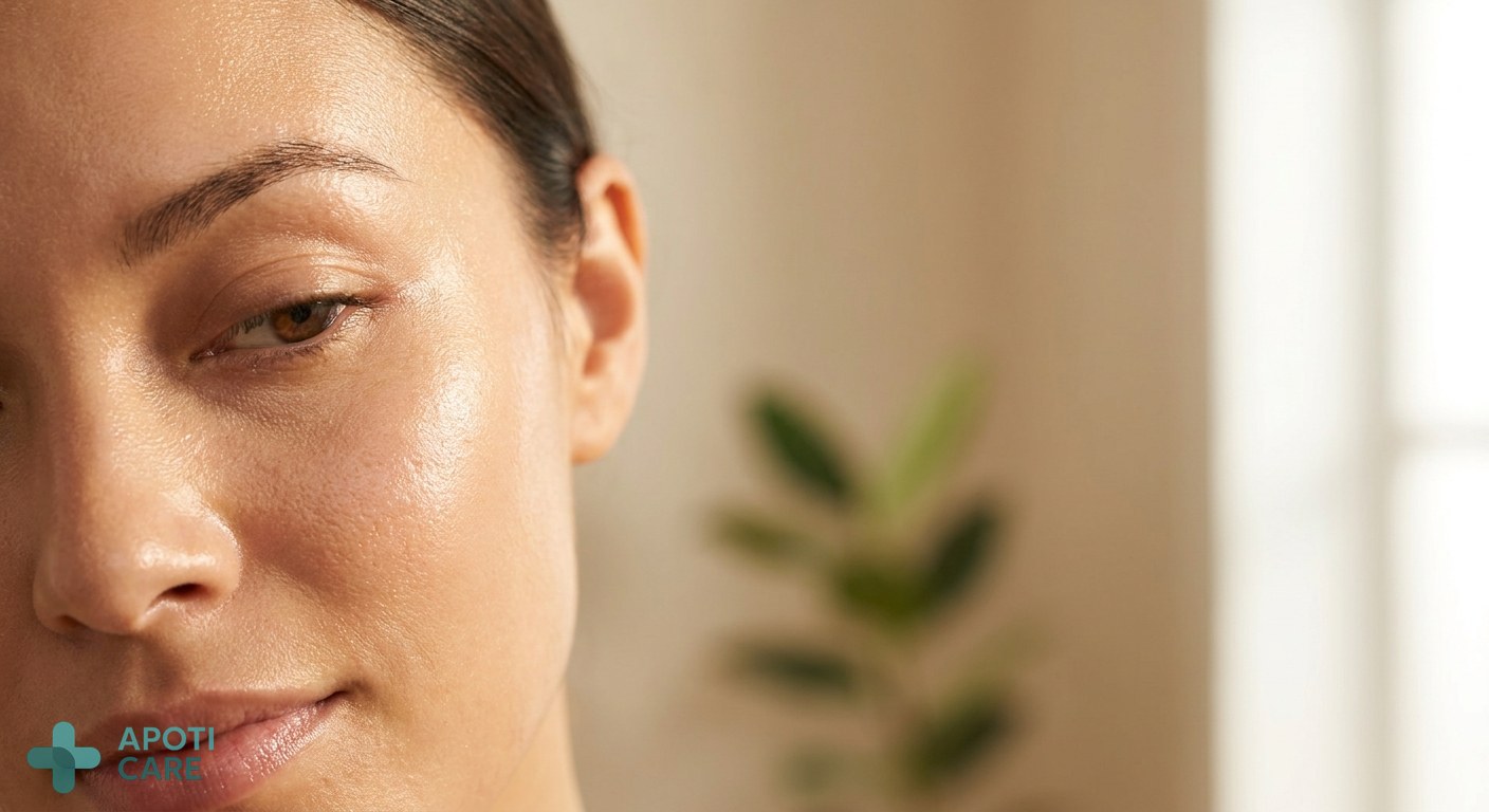 A close-up of a healthy, glowing skin texture with soft sun-kissed undertones, emphasizing natural health and hydration, no products visible, professional photography