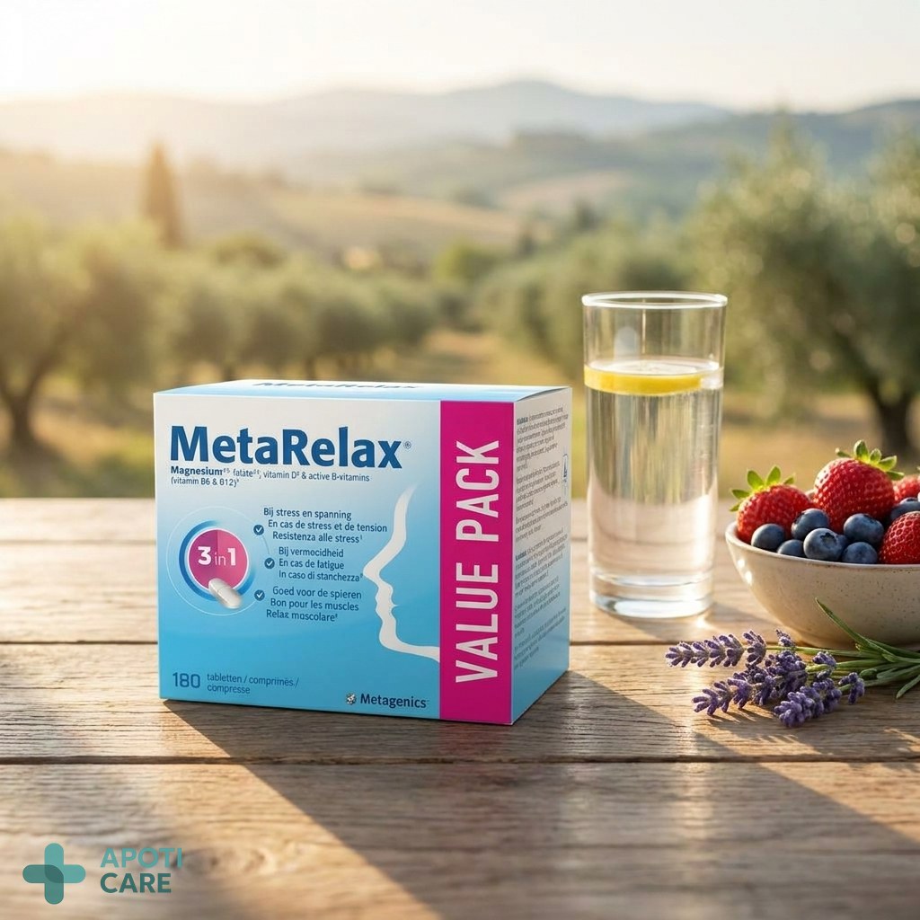 A peaceful summer landscape in Provence or the Belgian coast, soft morning light, a glass of water and fresh fruits on a wooden table, serenity and health concept