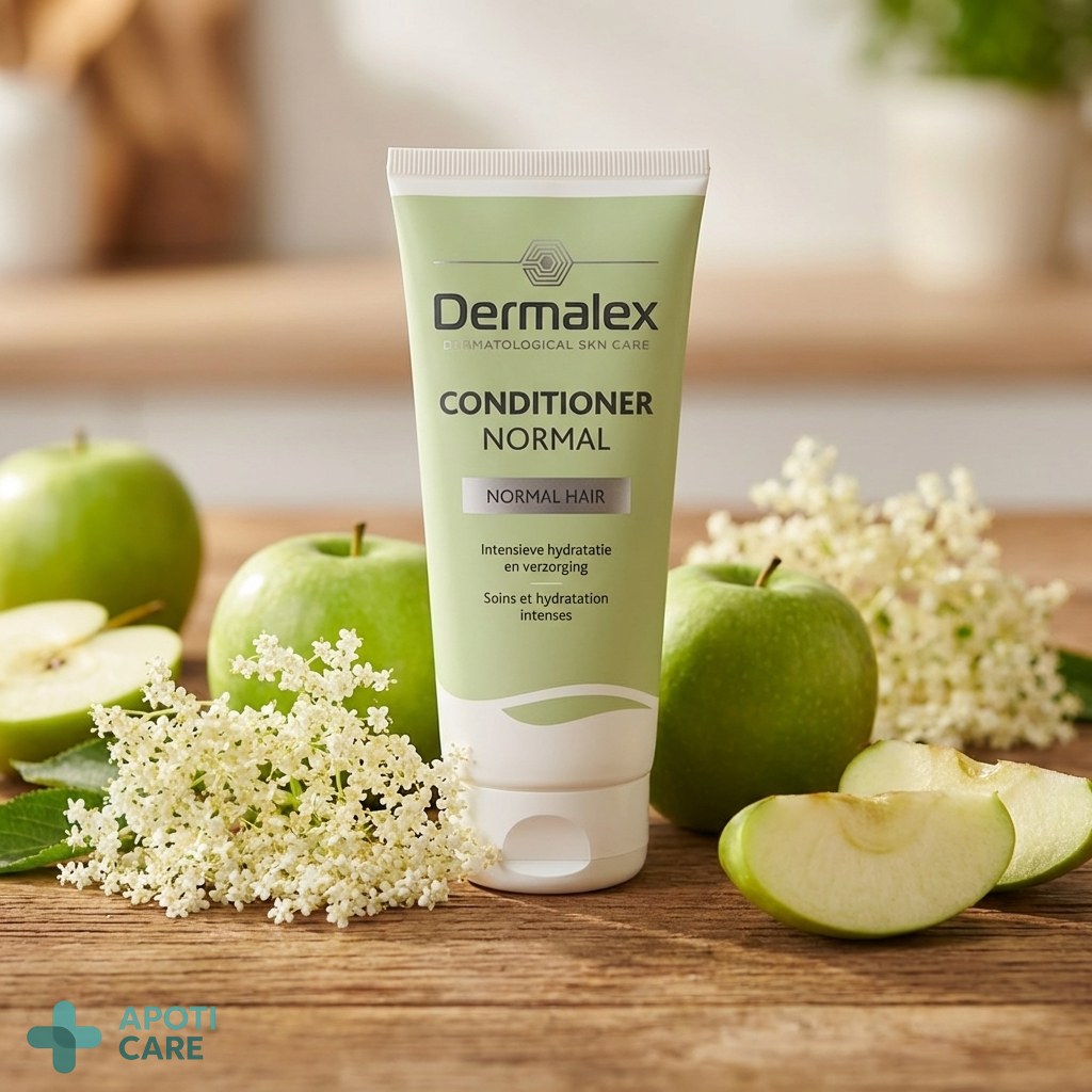 Close-up of fresh green apples and white elderflower blossoms on a wooden surface, evoking a sense of freshness and natural purity.