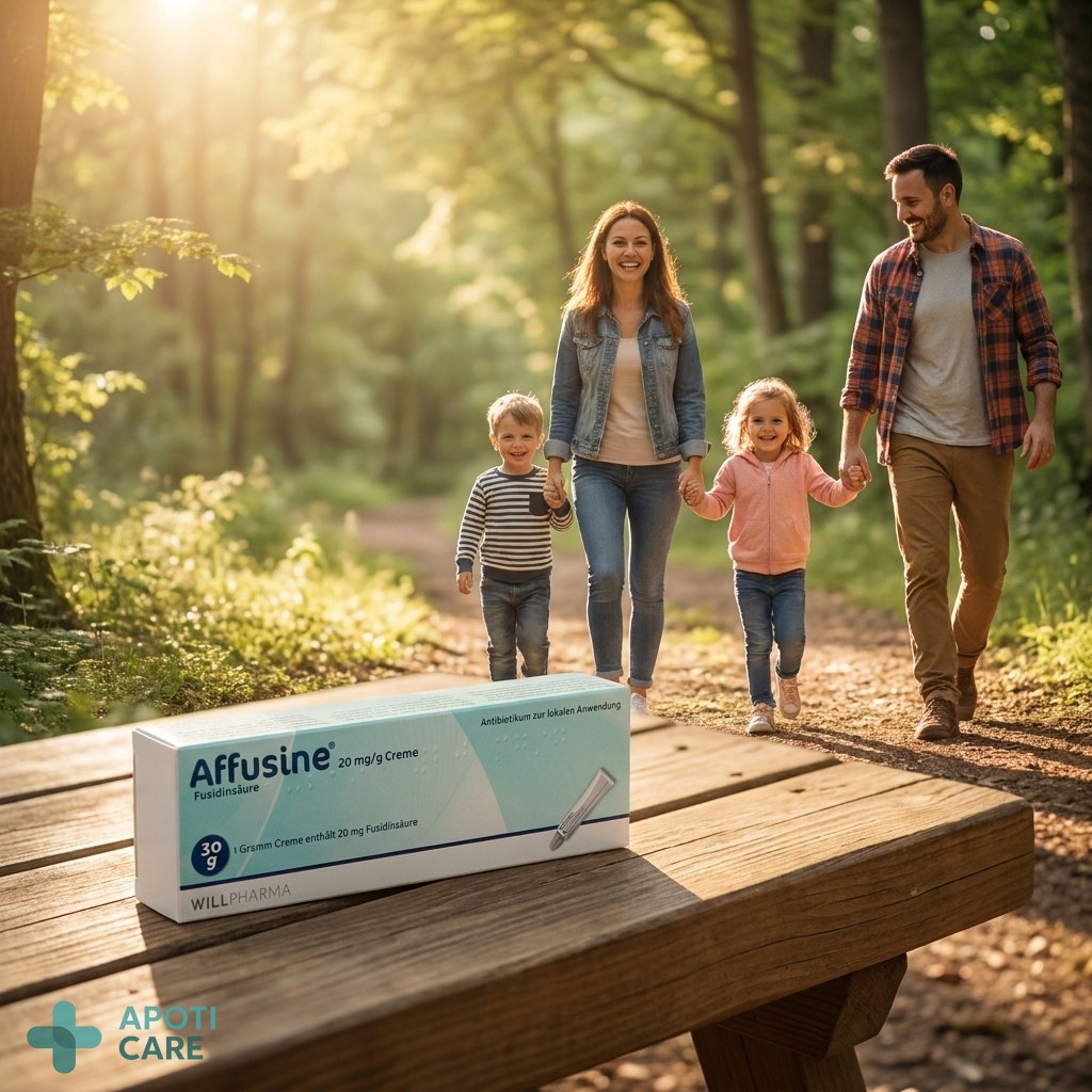 A family walking on a path in nature, focus on their happiness and movement, soft morning light, realistic photography.