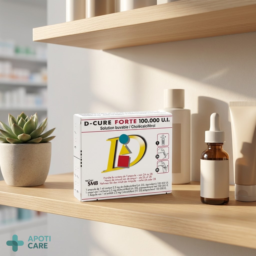 A clean, minimalist pharmacy shelf showing professional health products with a small green plant next to them, representing the blend of science and nature, high quality photography.
