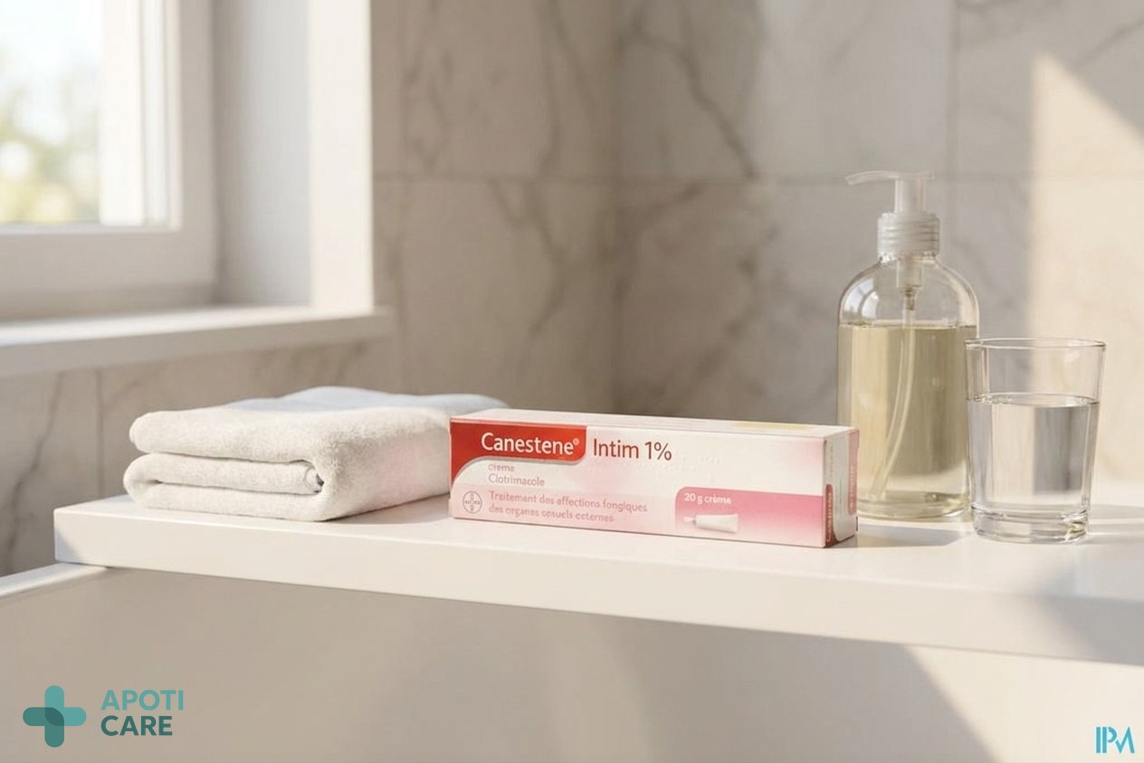A clean, minimalist bathroom shelf with a soft white towel, a bottle of gentle pH-neutral soap, and a glass of water, bright natural morning light, realistic photography style, no text, no logo.