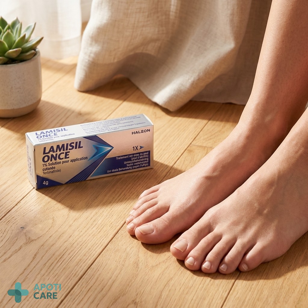 Close-up professional photograph of clean, healthy feet resting on a soft wooden floor, natural morning light, focusing on the skin texture between the toes, serene atmosphere.