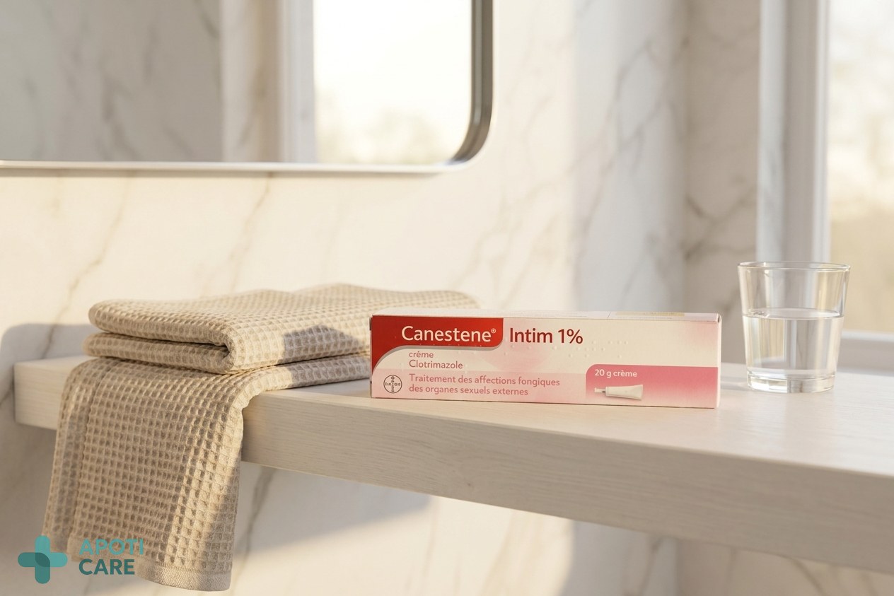 Realistic photography of a clean, minimalist bathroom shelf with a soft cotton towel and a small glass of water, bright natural morning light, soft focus background.