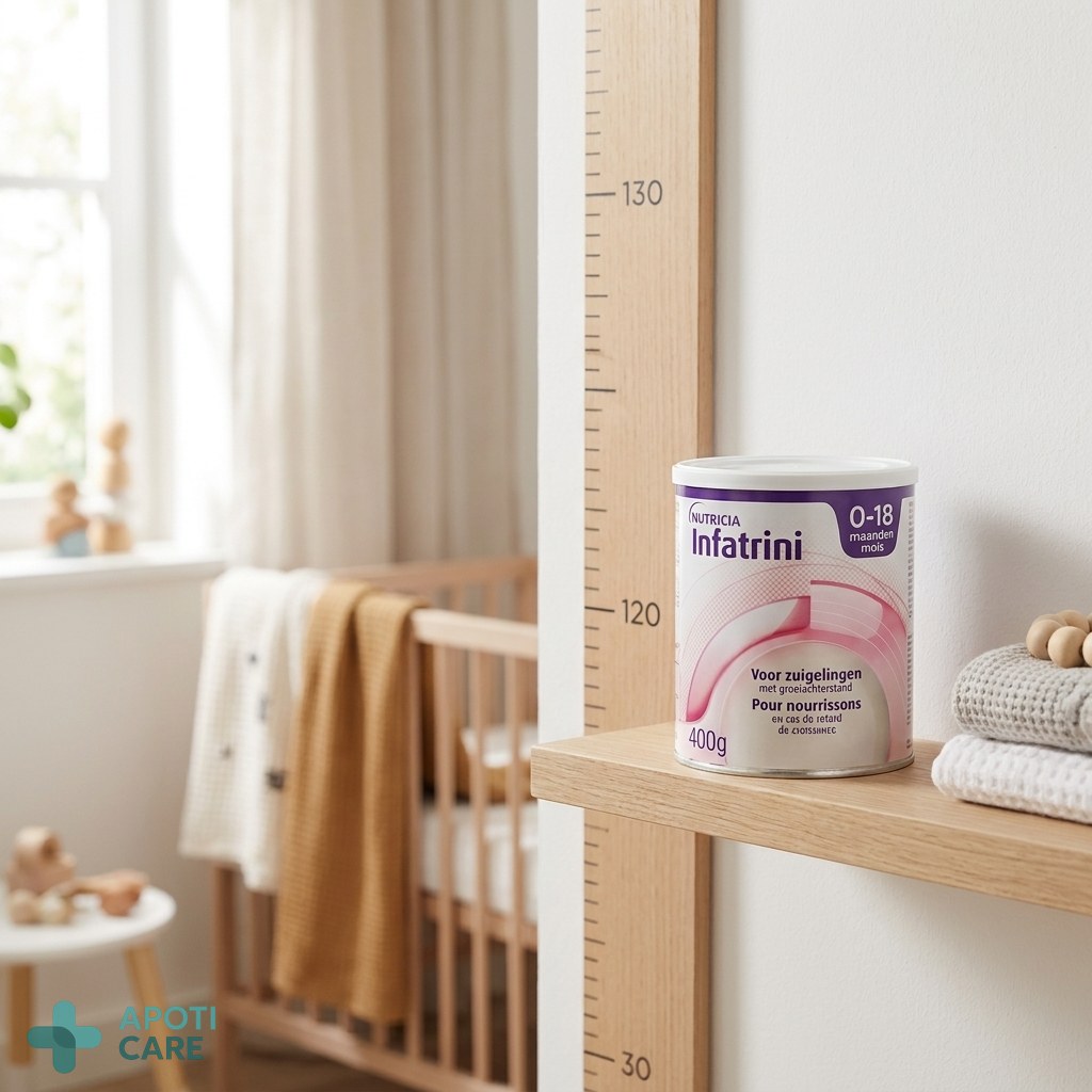 A close-up, realistic photograph of a wooden baby height chart on a white wall, with a soft-focus background of a bright nursery, natural daylight, professional medical-style photography.