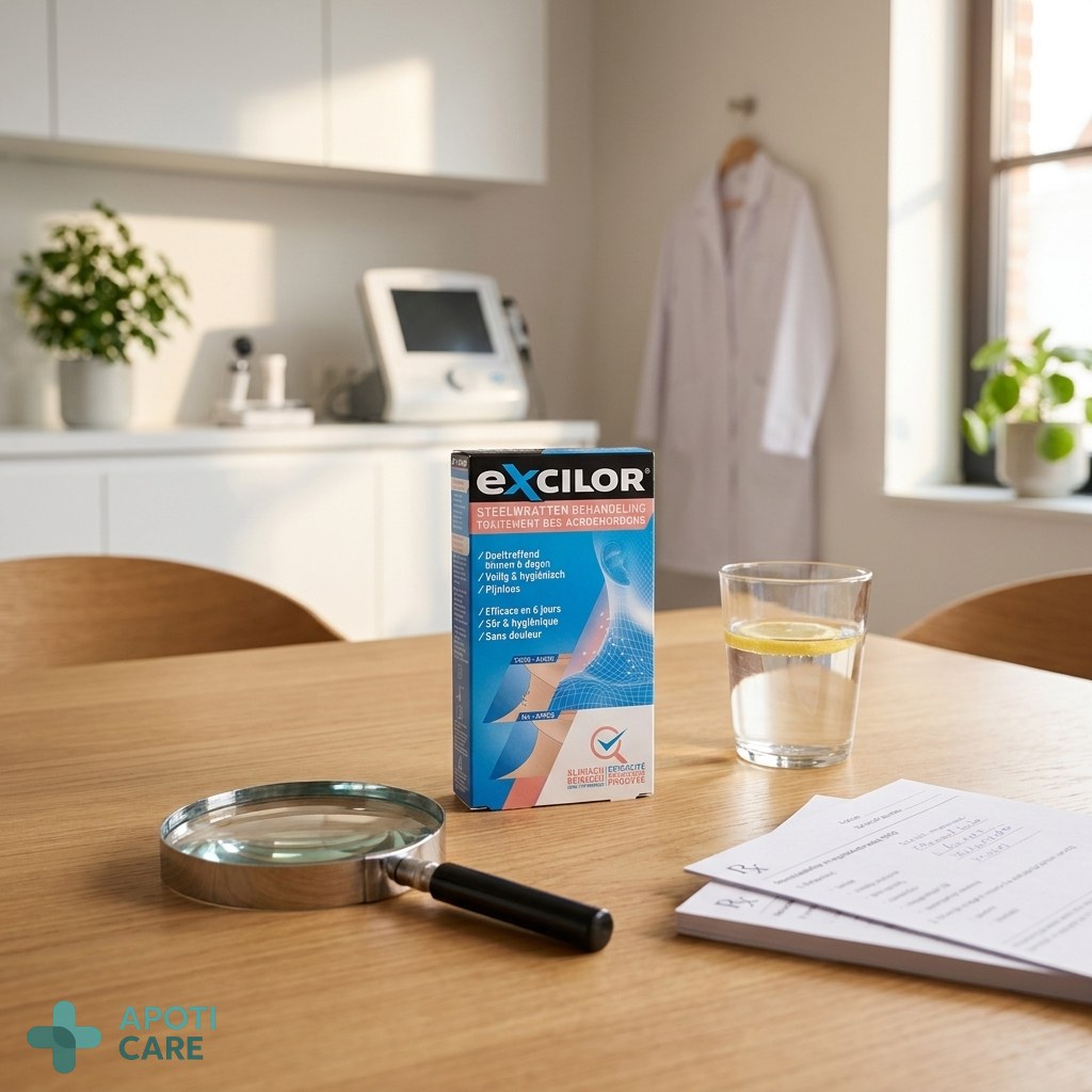 Realistic photography of a professional dermatologist office, clean environment, a magnifying glass on a wooden table next to a glass of water, soft natural lighting, high quality.